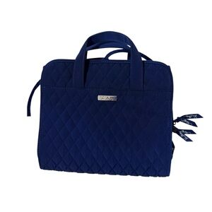Vera Bradley Navy Blue Quilted Hanging Foldable Travel Toiletry Bag Preppy